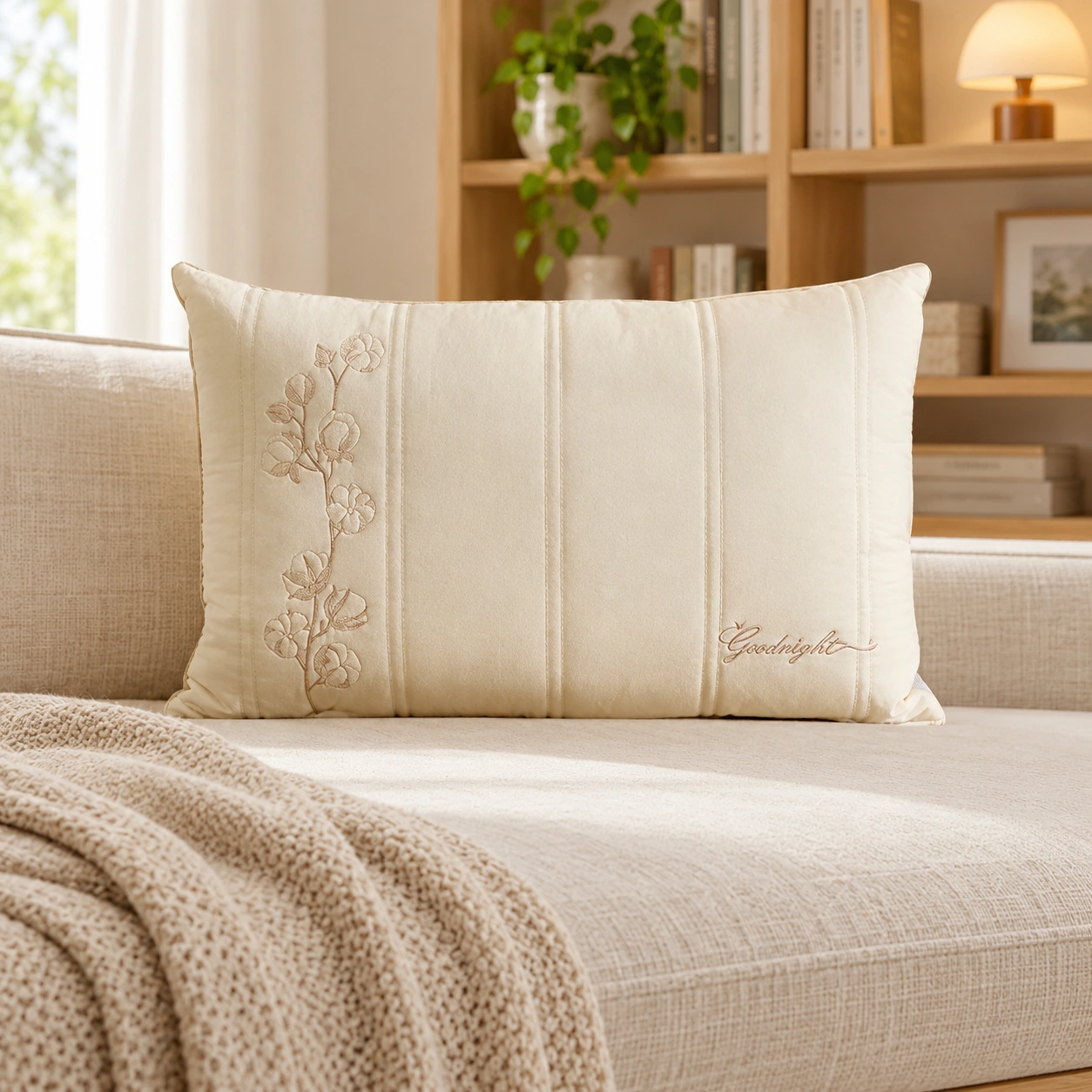 Yusi Cotton-Linen Pillow: Library daybed reading nook