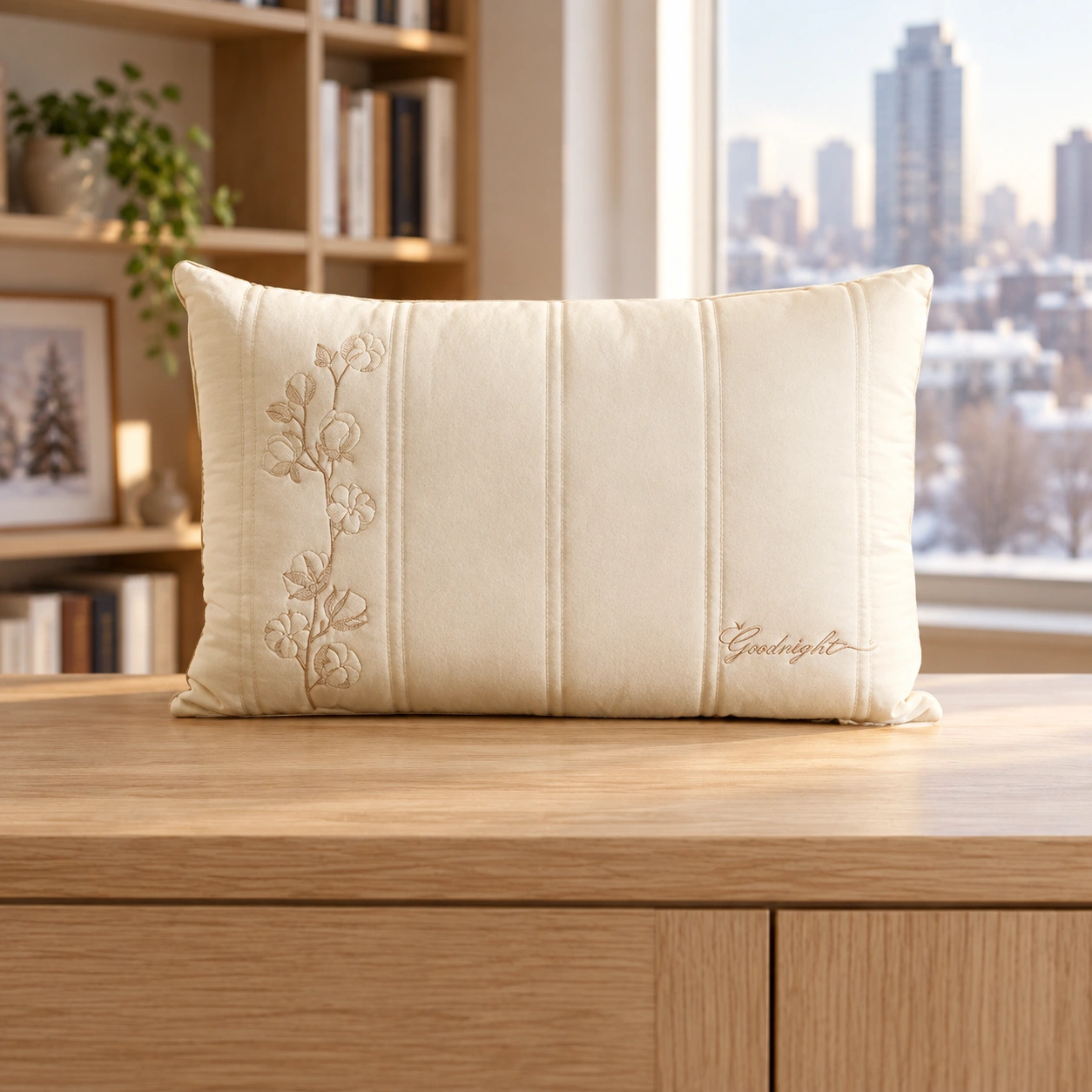 Yusi Cotton-Linen Pillow: Yusi pillow · winter city reading cabinet