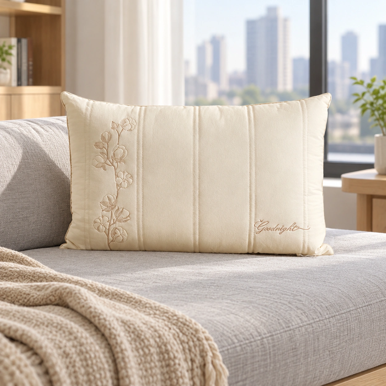 Yusi Cotton-Linen Pillow: Yusi pillow · city apartment daybed