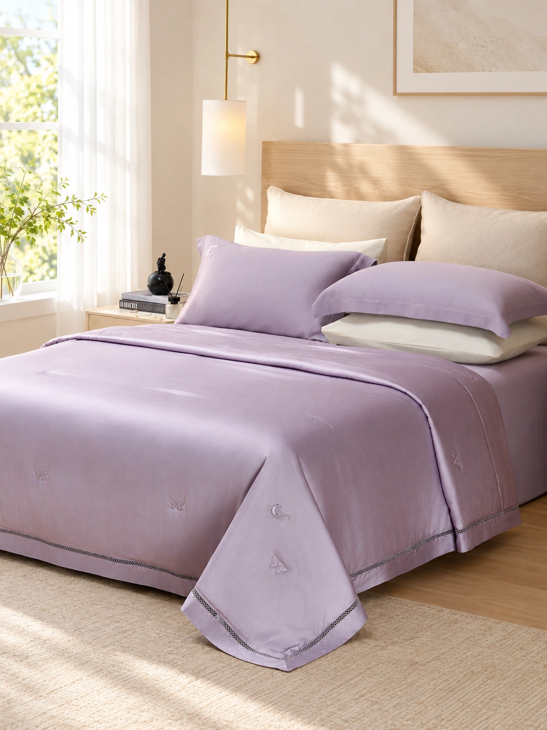 Zhensi Chun Tussah Silk Summer Quilt: Daylight home bedroom · Scene illustration