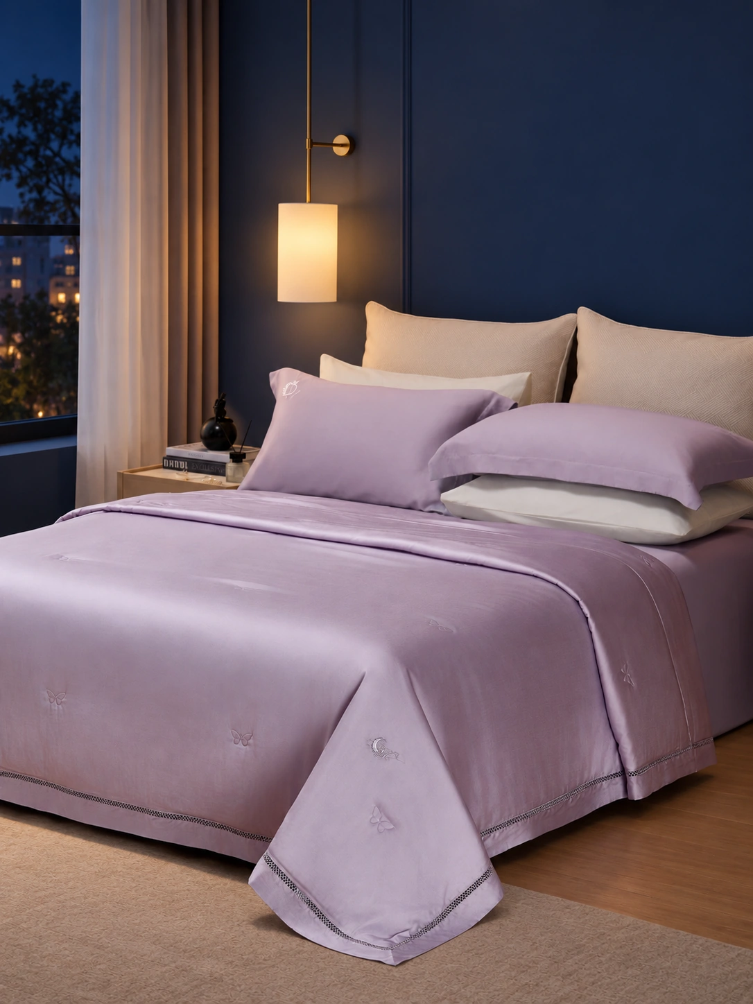 Zhensi Chun Tussah Silk Summer Quilt: Night bedroom · Scene illustration