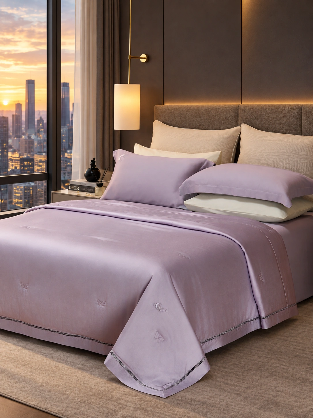 Zhensi Chun Tussah Silk Summer Quilt: High-rise city bedroom · Scene illustration