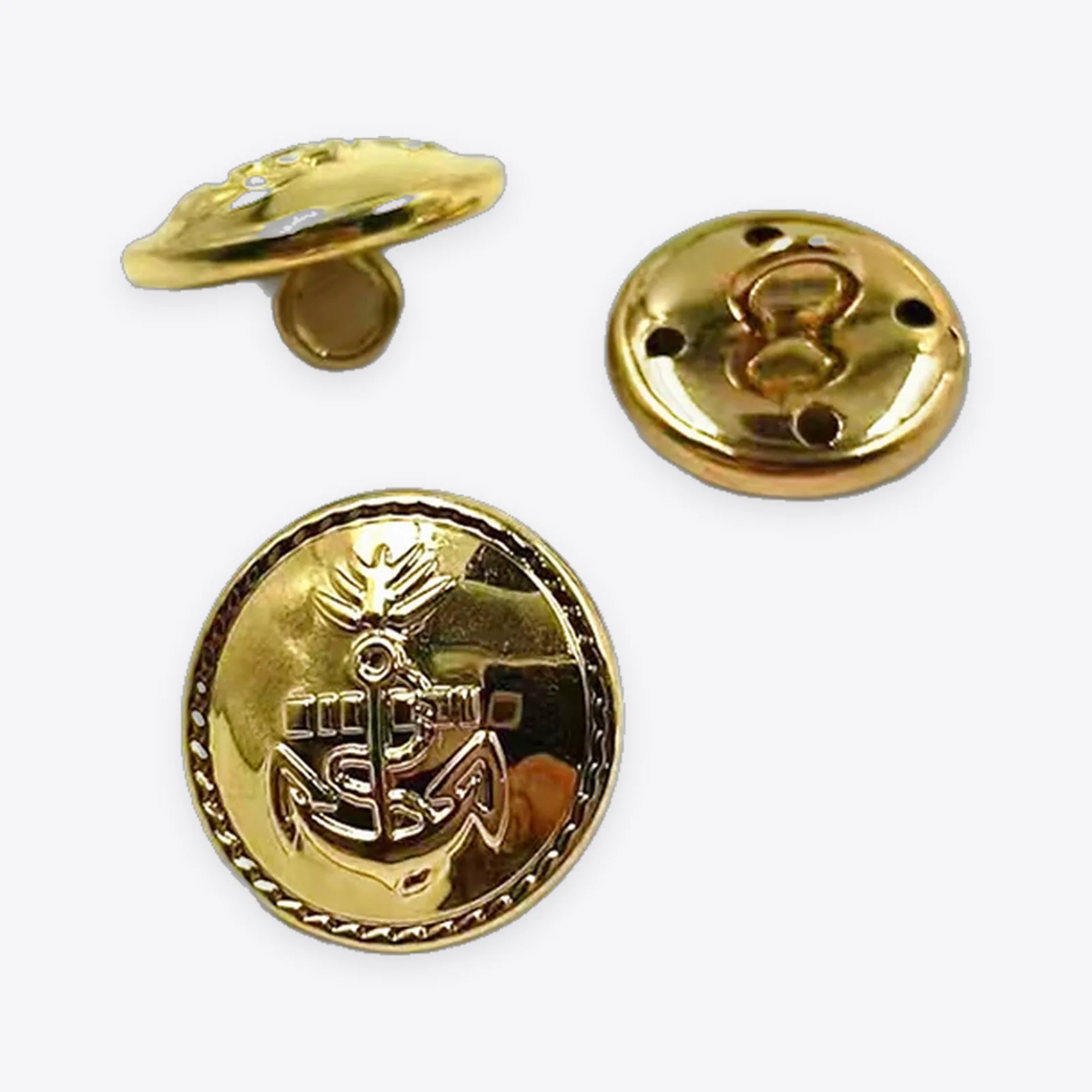 Gold-tone Metal Sew-on Buttons with Copper Shanks