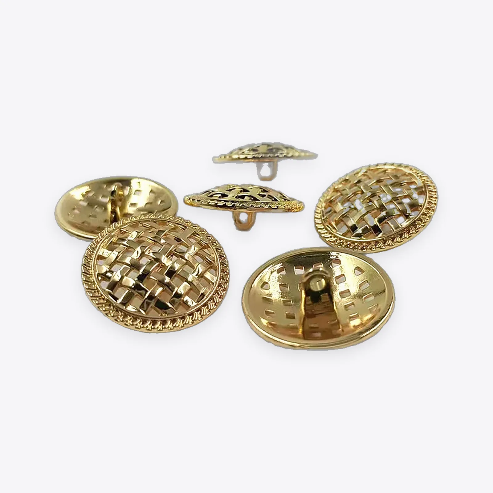 26.5 mm Round Openwork Woven-pattern Metal Buttons