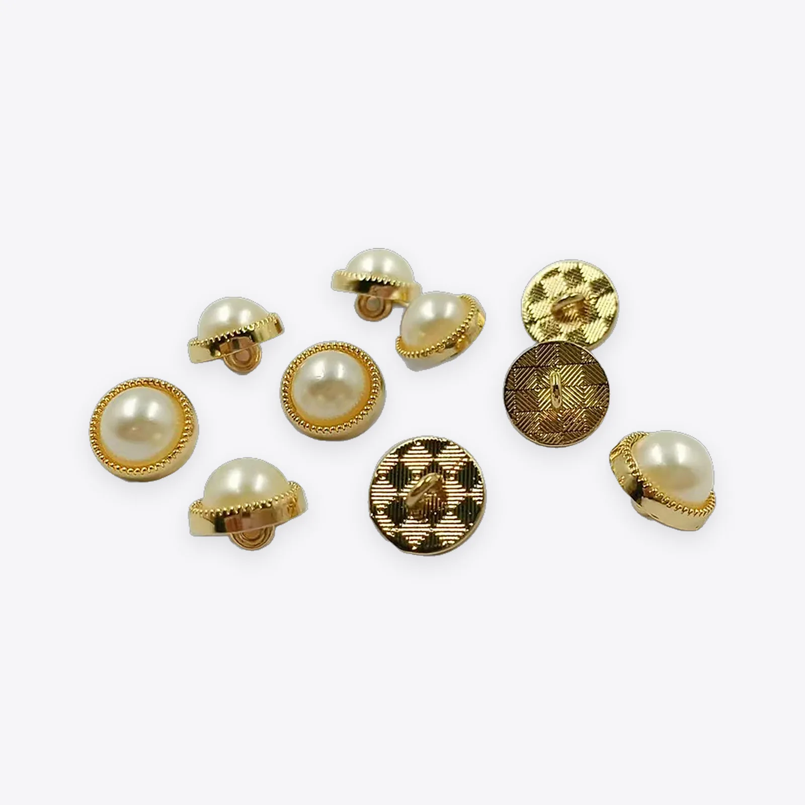 Round Pearl-embellished Metal Buttons