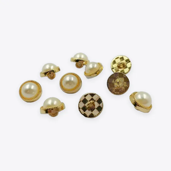 Round Pearl-embellished Metal Buttons