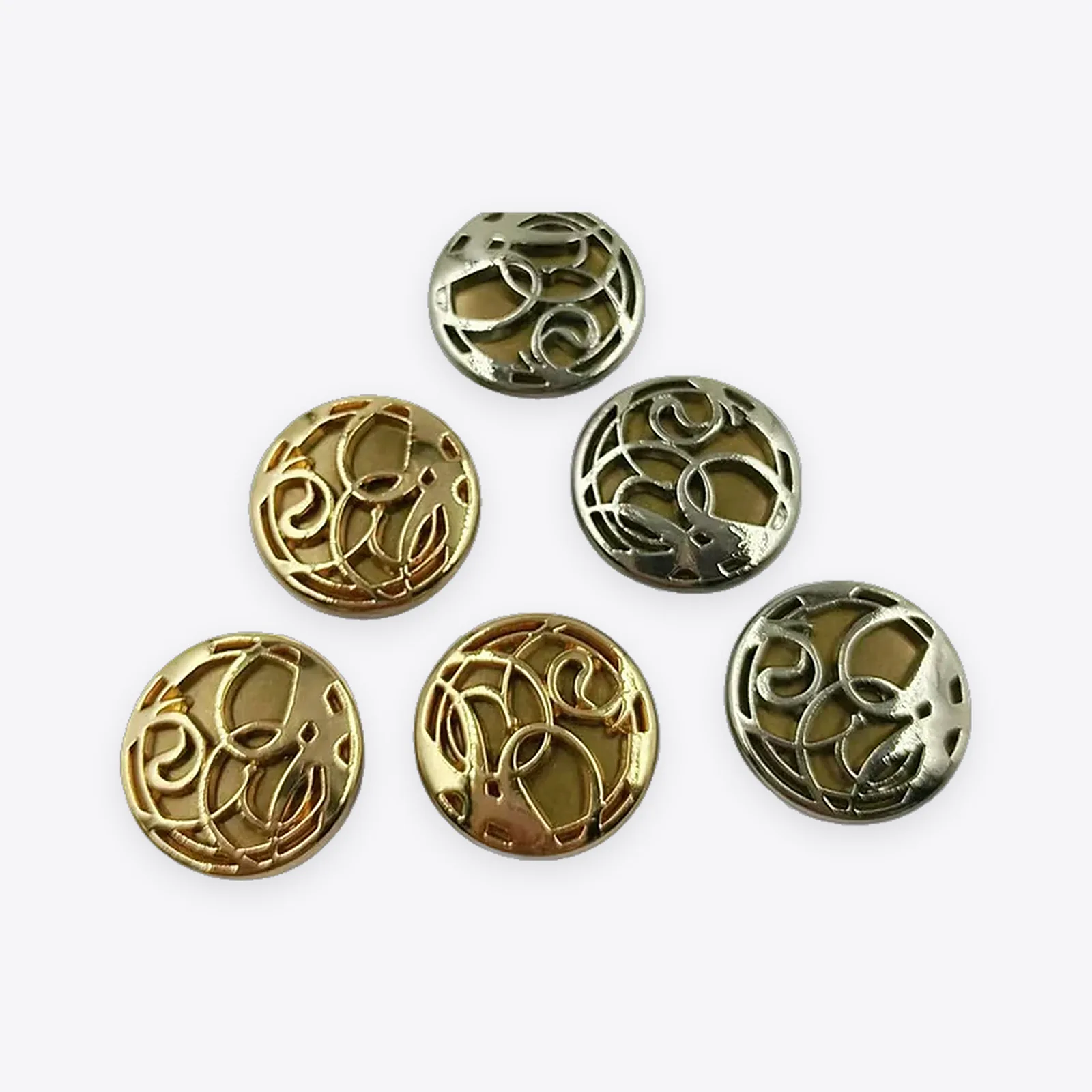 Round Engraved Metal Swivel-shank Tack Buttons