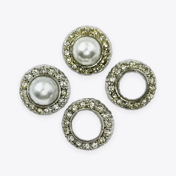 Rhinestone-ring Alloy Sew-on Buttons with Pearl Centre (and Open Rhinestone Rings)