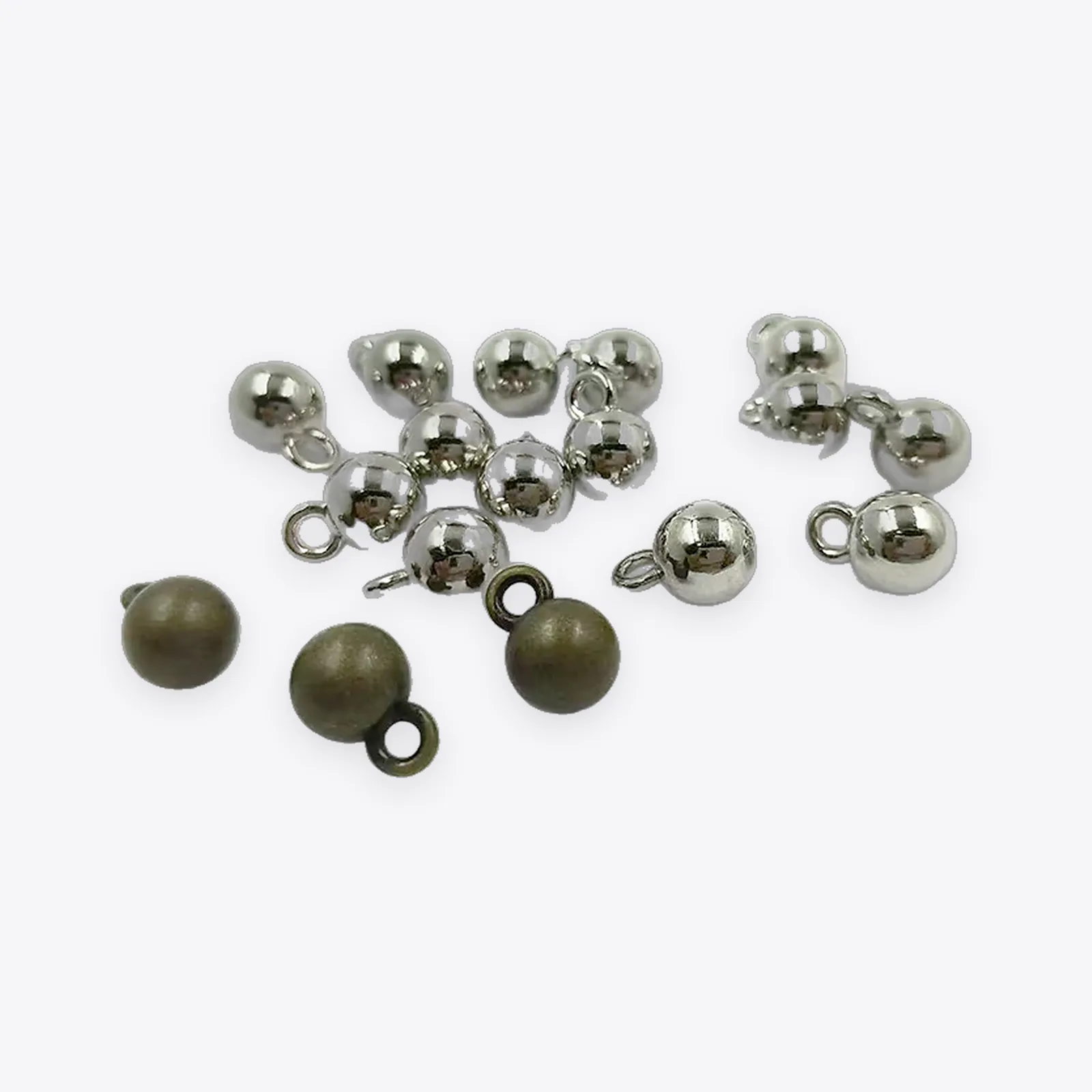 Alloy Round Bead Pendants & Shank-button Components