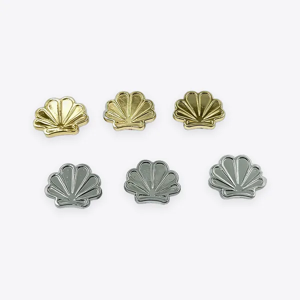 Scallop Shell-shaped Alloy Shank Buttons (Gold & Silver Tone)