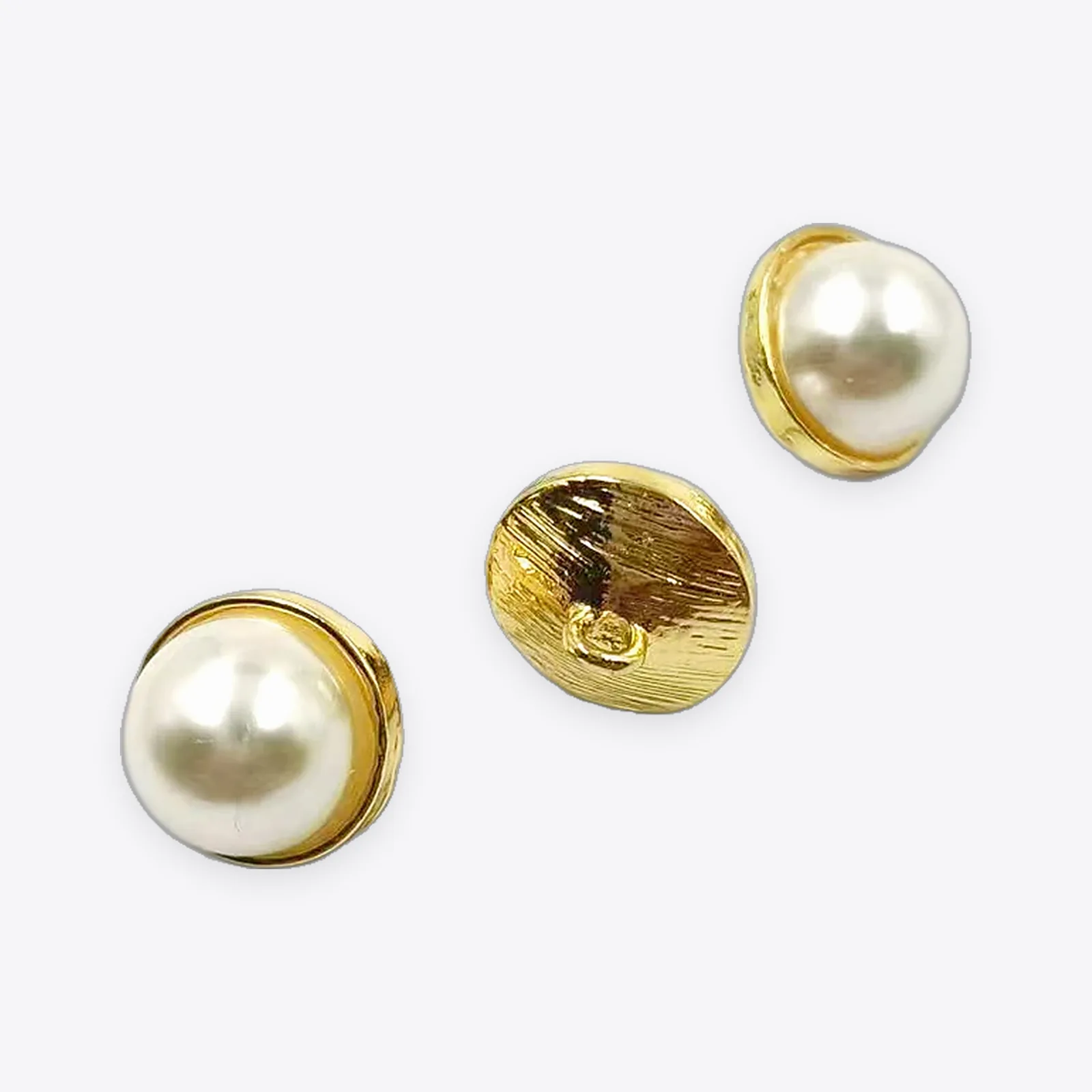 Pearl-embellished Metal Sew-on Buttons