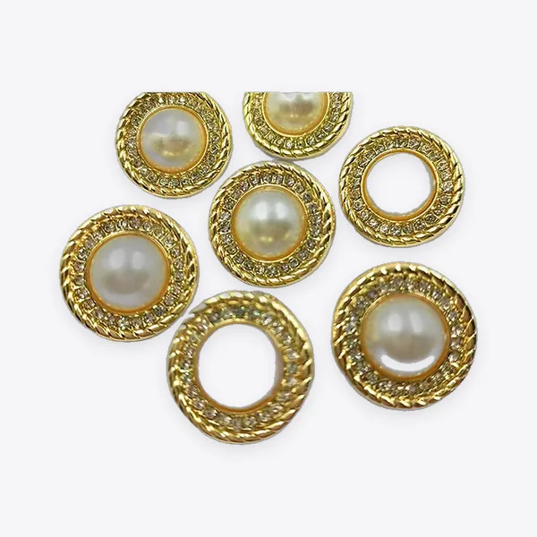 18 mm Pearl- and Stone-embellished Alloy Snap Fasteners