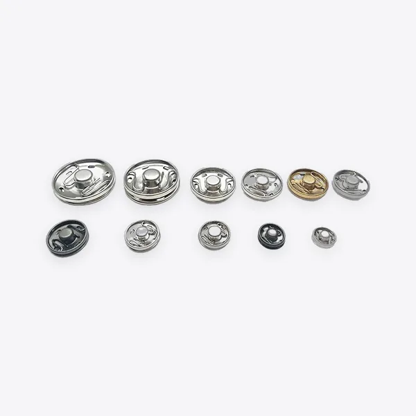 Sew-on Metal Press Snap Fasteners (silver, assorted 6–30 mm)