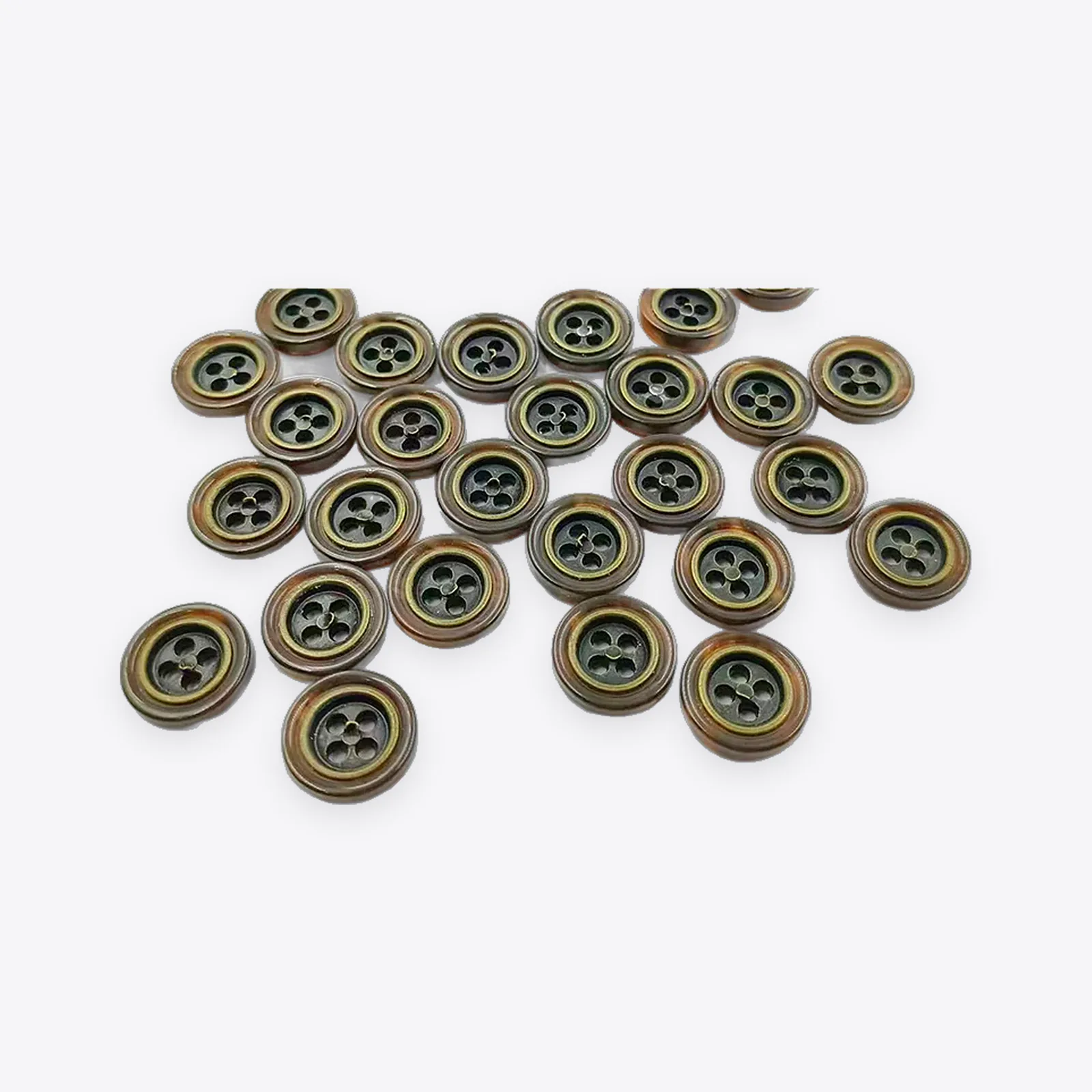 Plastic Buttons with Metal Inlays, Two or Four Holes