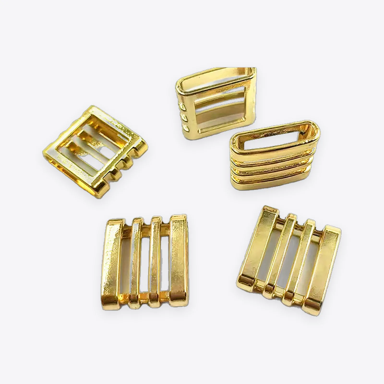 Gold-tone Multi-bar Rectangular Strap Sliders & Keepers