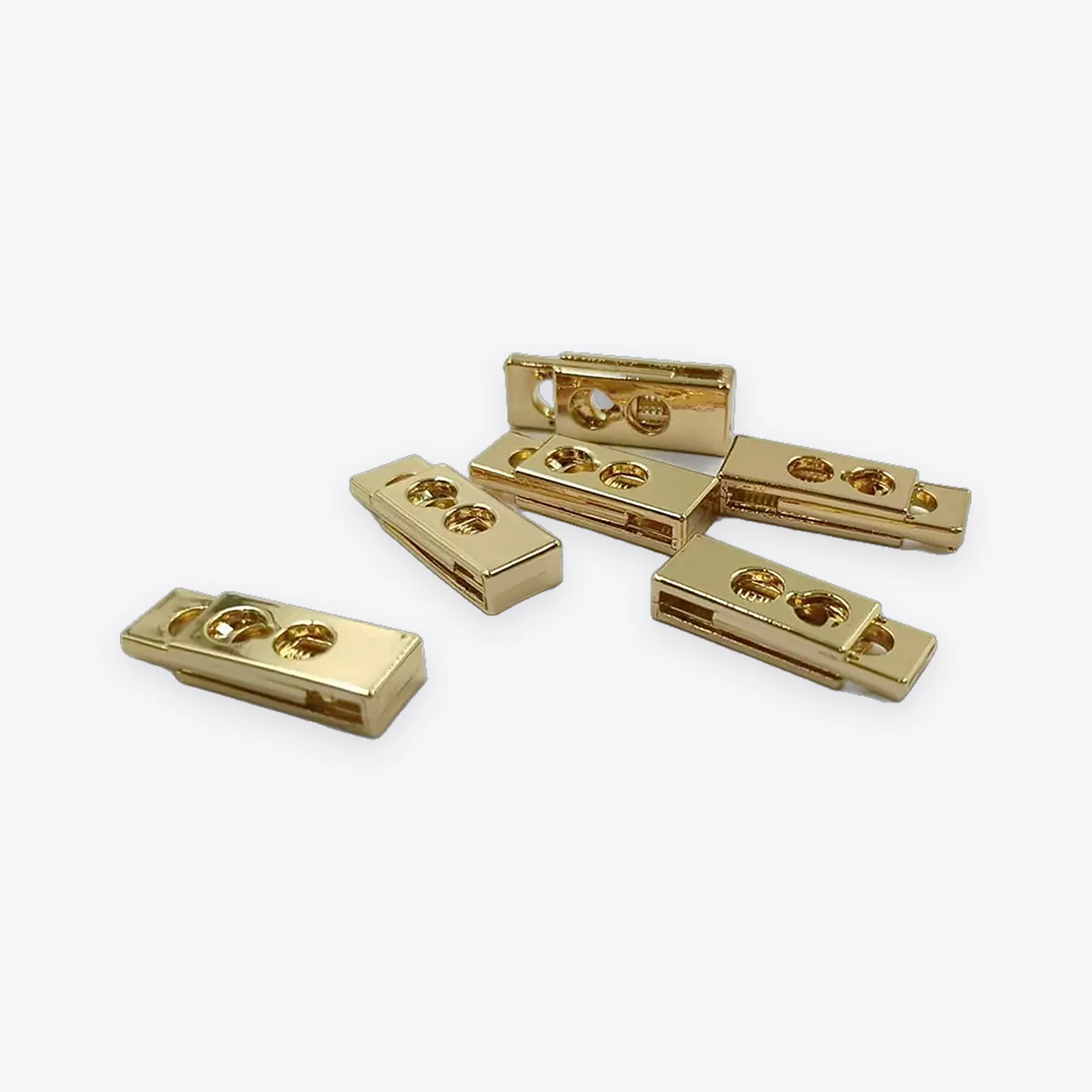 Flat Rectangular Two-hole Gold-tone Zinc Alloy Cord Stoppers