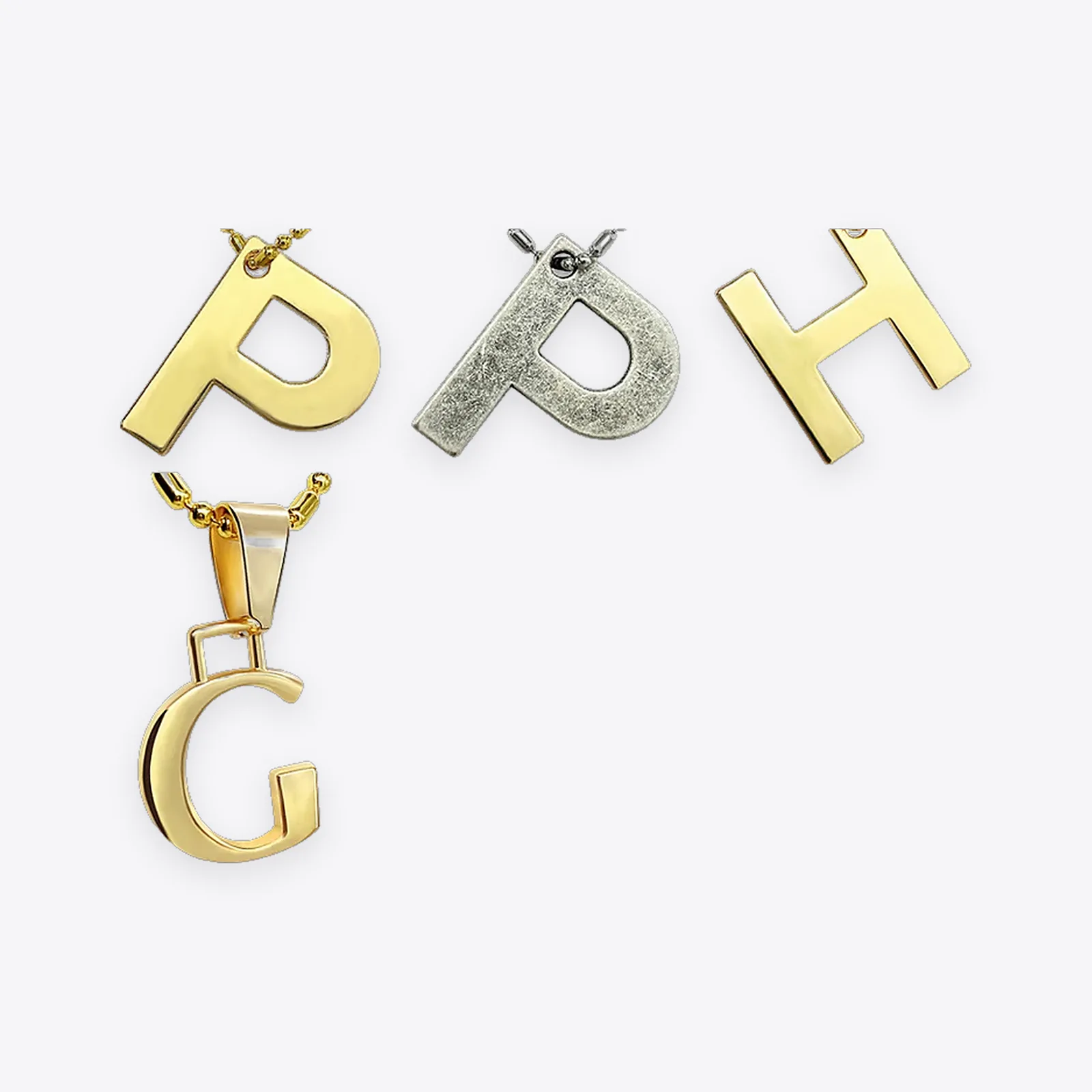 Gold & Silver-tone Stainless Steel Initial Letter Pendant Necklaces